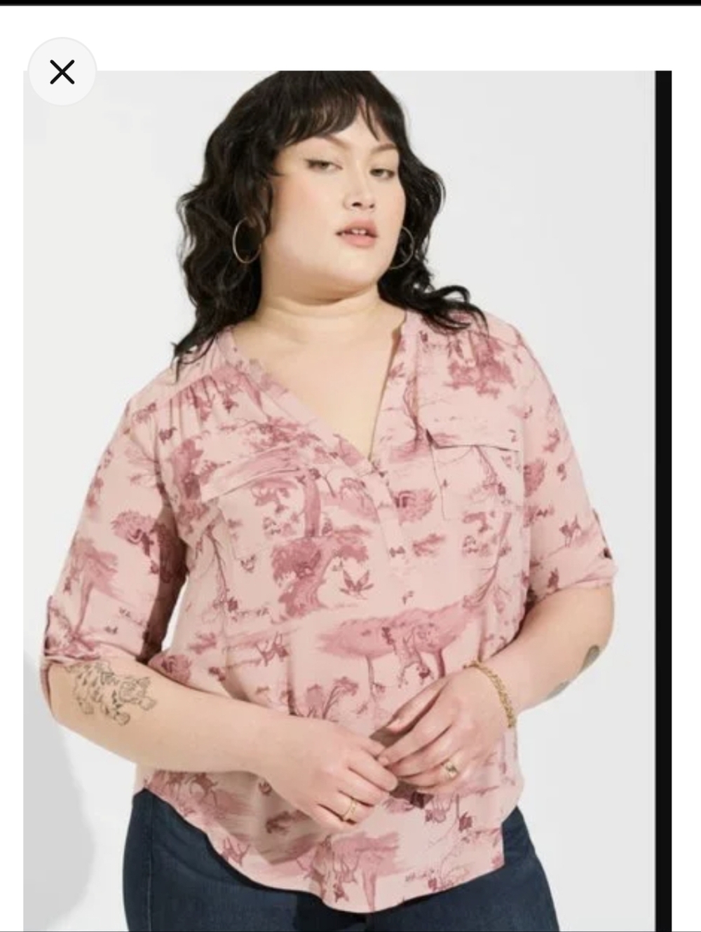 Torrid Disney Bambi Light Pink Printed V-Neck Harper Size 3 Plus